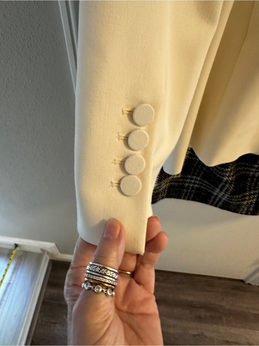 ZARA Cream Double-Breasted Blazer Jacket - Picture 3 of 8